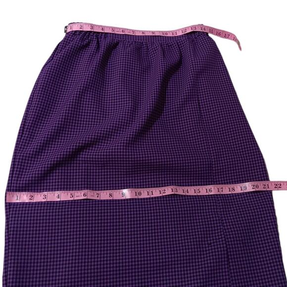 VINTAGE 1970s 2 Piece Suit Long Midi Skirt Jacket Set Large Purple Black Gingham - Picture 12 of 16